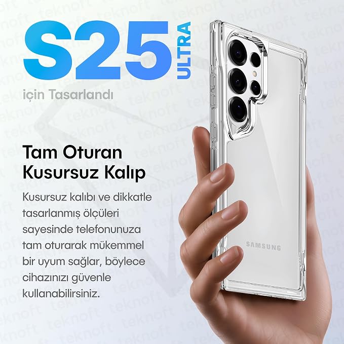 Samsung Galaxy S25 Ultra için Crystal Armor Serisi Şok Emici Yumuşak Silikon Kenar Arkası Sert Polikarbonat Darbeye Dayanıklı Şeffaf Kılıf (Galaxy S25 Ultra) - Görsel 3