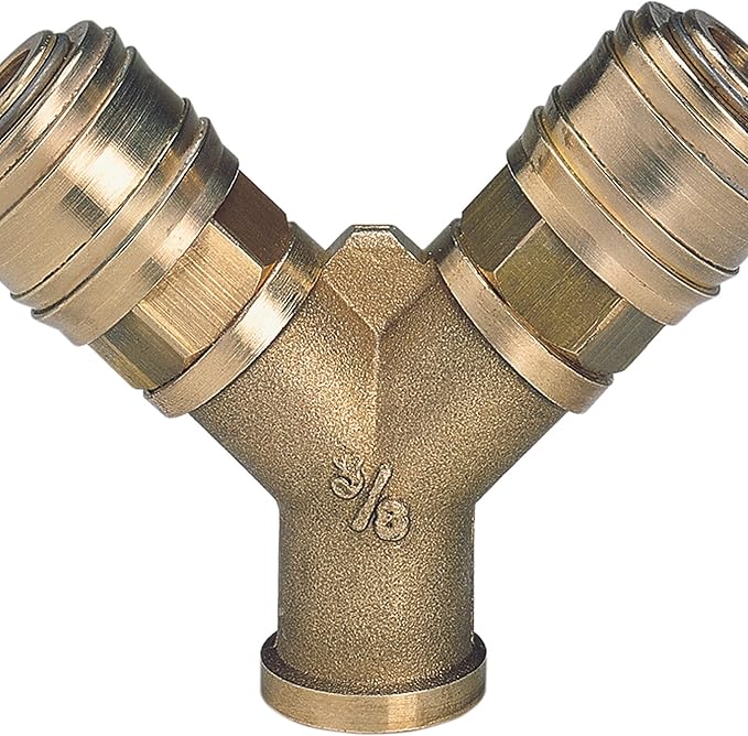 Çift Girişli Basınçlı Hava Çıkış Borusu C. R3/8" (Kompresör Aksesuarı, 2'li hava dağıtıcı, 2x hızlı bağlantı, pirinçten) - 4139680 - Görsel 5