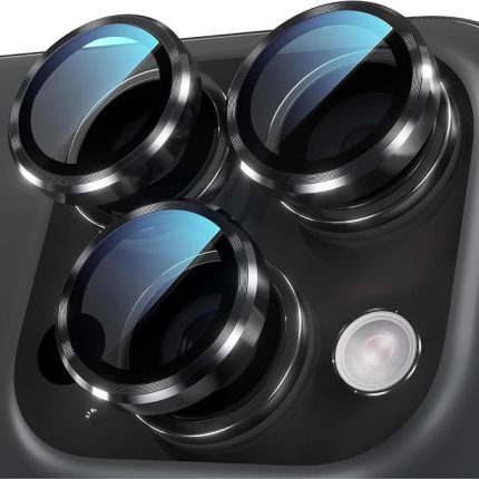 iPhone 16 Pro Max / iPhone 16 Pro / 17 Pro Max / 17 Pro İle Uyumlu Kamera Lens Koruyucu Kolay Kurulum Safir Parmak İzi Bırakmayan Anti-Reflective (Siyah)