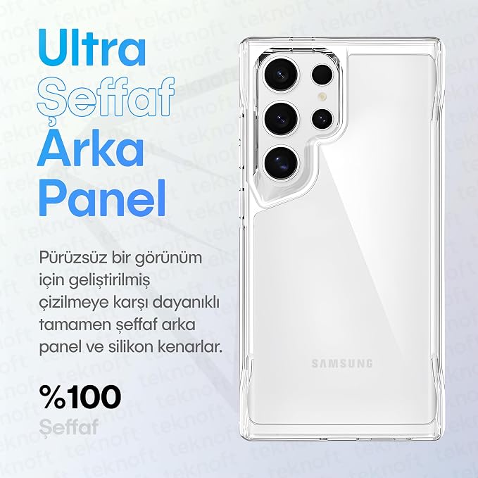 Samsung Galaxy S24 Ultra için Crystal Armor Serisi Şok Emici Yumuşak Silikon Kenar Arkası Sert Polikarbonat Darbeye Dayanıklı Şeffaf Kılıf (Galaxy S24 Ultra) - Görsel 4
