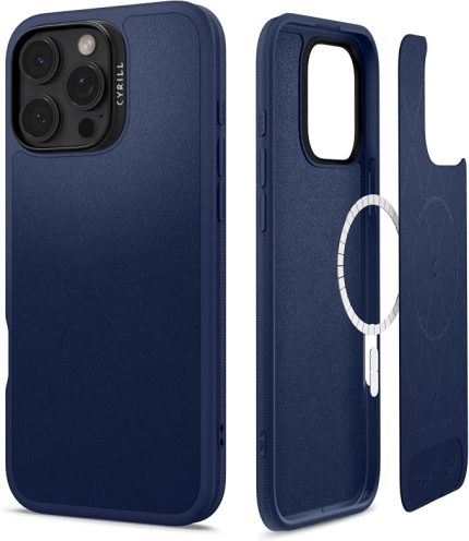 Ciel by CYRILL iPhone 16 Pro Max ile Uyumlu MagSafe Kılıf Kajuk Mag Vegan Deri Lacivert Kapak - ACS08399 (Spigen TR Garantili)