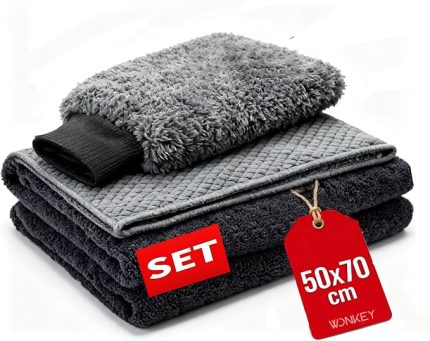 - Mikrofiber Oto Yıkama Temizleme Seti | Araç Kurulama Havlusu + Otomobil Cam Bezi + Araba Yıkama Eldiveni Paketi, Profesyonel Araç Bakım Seti (3'lü Set)