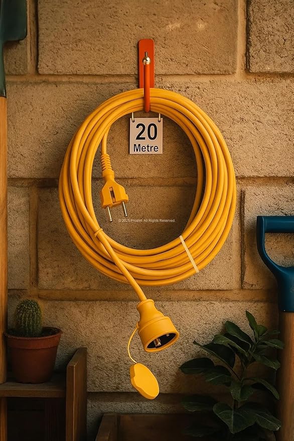 Uzatma Kablosu, Erkek ve Dişi Fiş Kaplinli, Kapaklı Prizli, 3x2.5 mm, Kalın Kablo, Bahçe, Şantiye, Atölye ve Dış Mekan Kullanımına Uygun, Güvenli Güç Bağlantı Kablosu (20 Metre) - Görsel 2