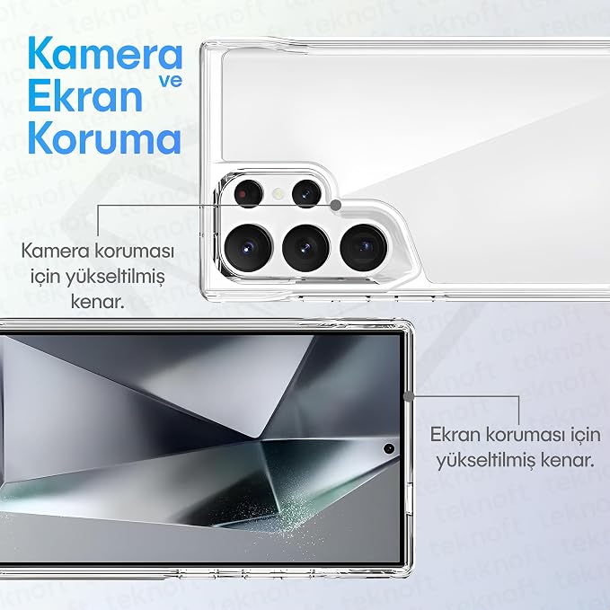 Samsung Galaxy S24 Ultra için Crystal Armor Serisi Şok Emici Yumuşak Silikon Kenar Arkası Sert Polikarbonat Darbeye Dayanıklı Şeffaf Kılıf (Galaxy S24 Ultra) - Görsel 5