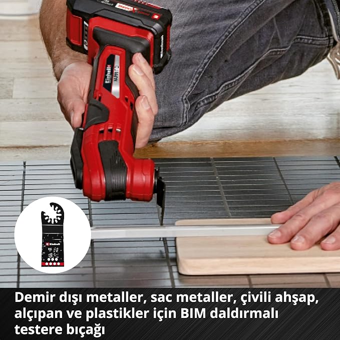 Einhell 6 Parça Multitool Seti (Dalma, HCS Yarım Daire, CrV Dalma, Karbür Uçlu Yarım Daire Testere Bıçağı, Karbür Delta Rasp, Esnek Spatula – Open Back bağlantılı) - 49708106 - Görsel 3