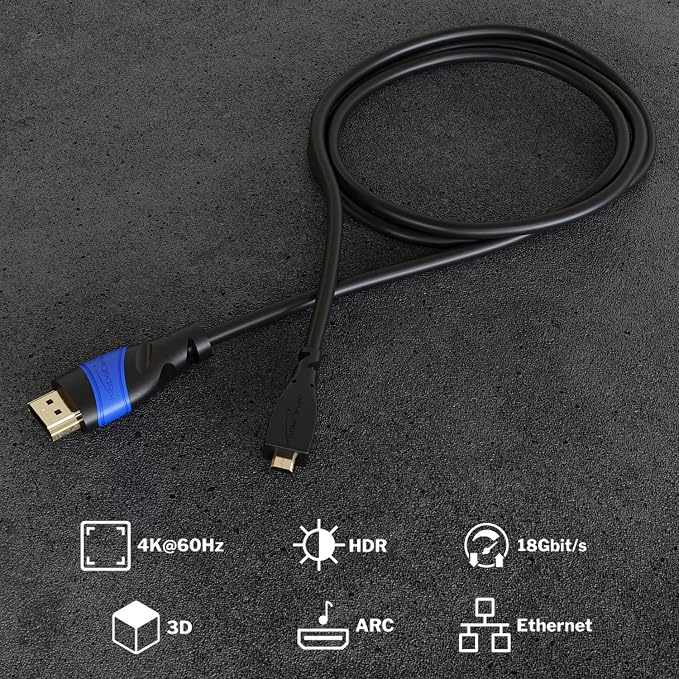 – micro-HDMI kablosu – 2m – 4K@60Hz, çift yönlü - Görsel 2