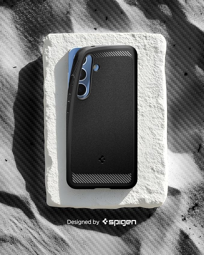 Galaxy S25 ile Uyumlu Magnet Kılıf Rugged Armor Mag Fit Üst Düzey Koruma Siyah Karbon Kapak - ACS08998 (Spigen TR Garantili) - Görsel 5