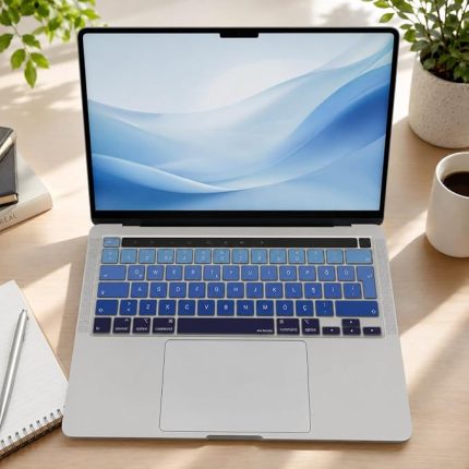 MacBook Klavye Koruyucu Türkçe Q A2338 M1 M2 13 inç A2251 A2289 A2141 16 inç UK ISO Ters L Enter Silikon Keyboard Cover Touch Bar Lacivert Mavi