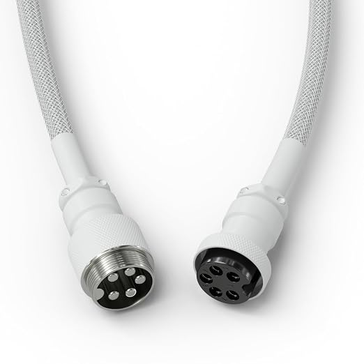 Coiled Keyboard Cable – Coiled USB C Cable Artisan Braided Cables for Mechanical Gaming Keyboard Coiled Cable - Custom Keyboard Cable (White) - Görsel 5