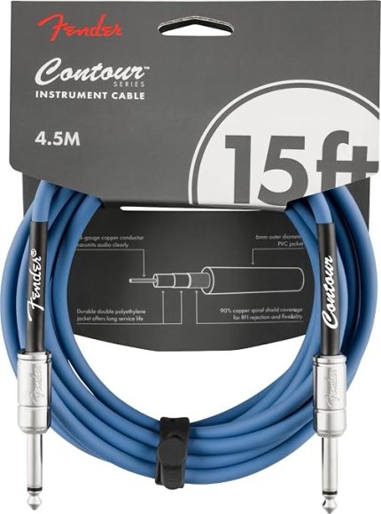 Contour enstrüman kablosu, gitar kablosu 4,57 m, Lake Placid Blue