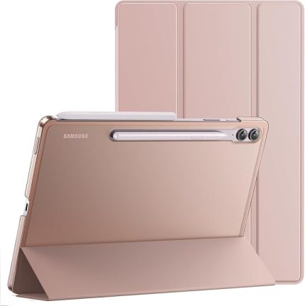 Galaxy Tab S10 Plus/Tab S9 Plus 12.4 Inç S Pen Tutucu Yumuşak Standı Tablet Kılıfı (Rose Gold)