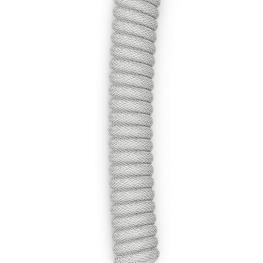 Coiled Keyboard Cable – Coiled USB C Cable Artisan Braided Cables for Mechanical Gaming Keyboard Coiled Cable - Custom Keyboard Cable (White) - Görsel 3