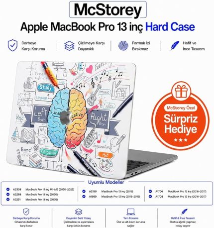 MacBook Pro 13 Baskılı Kılıf A1706 A1708 A1989 A2159 A2251 A2289 A2338 M1 M2 Uyumlu Sert Kılıf İnce Hafif Koruyucu Kapak Beyaz