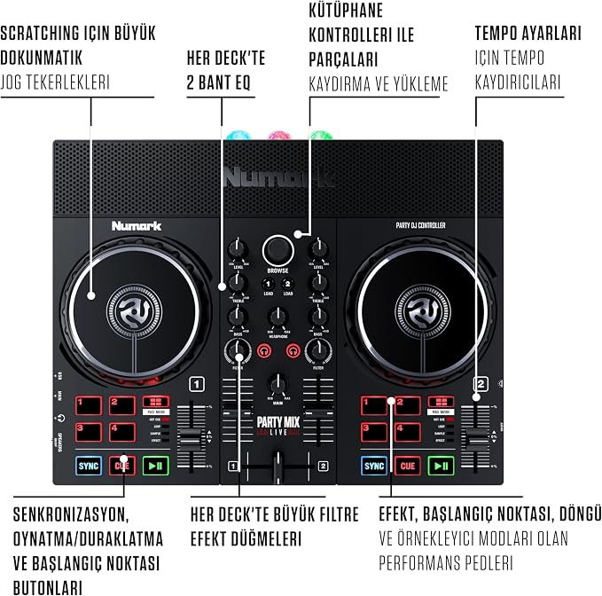 Party Mix Live Işıklı Hoparlörlü DJ Kontrolör - Görsel 5