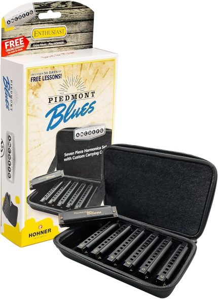 Piedmont Blues 7 Harmonica Pack with Case, Paslanmaz çelik (PBH7)