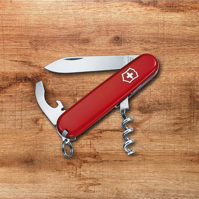 İsviçre çakısı, Waiter, Swiss Army Knife, çok amaçlı alet, 9 fonksiyonlu, bıçak, büyük, şişe açacağı, konserve açacağı, kırmızı - Görsel 2