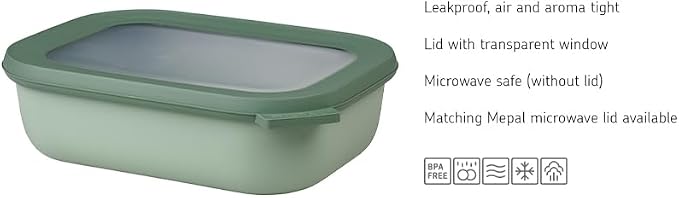 - Multi Bowl Cirqula Rectangular - Kapaklı Saklama Kabı - Buzdolabı için hava geçirmez saklama kutusu ve mikrodalga fırın kabı olarak uygundur - 1500 ml - Vivid Leylak - Görsel 3
