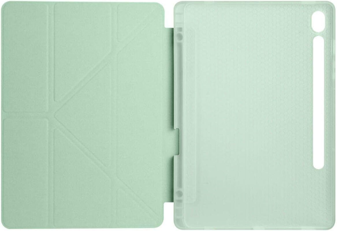 Tab S9 FE 10,9 SM-510 SM-710 Kılıf Tri Folding Kalem Bölmeli Standlı Kabak (Açık Yeşil) - Görsel 2