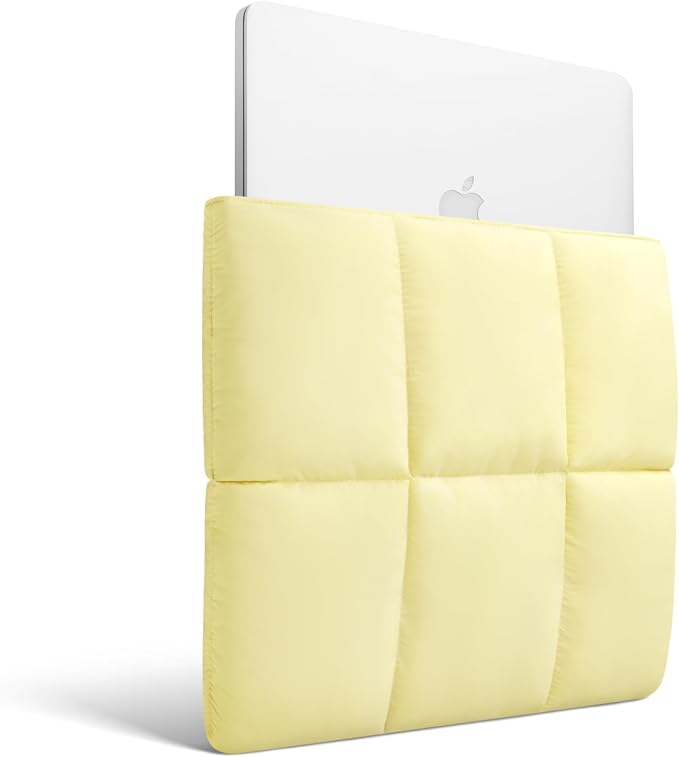 Puffy 13/14 inç taşınabilir kılıf, yastıklı yastıklı kılıf, MacBook Air M5 A3449, MacBook Pro 14 M5 Pro/MAX A3426 A3427, MacBook Neo A18, sarı tereyağı - Görsel 3