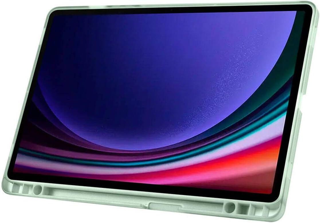 Tab S9 FE 10,9 SM-510 SM-710 Kılıf Tri Folding Kalem Bölmeli Standlı Kabak (Açık Yeşil) - Görsel 3