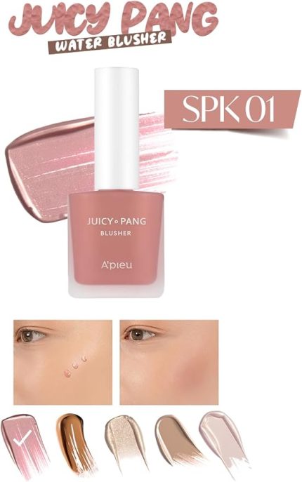 Işıltılı Gül Kurusu Likit Allık – Parlak Görünümlü Apieu Juicy Pang Blusher Rose Dust (SPK01)