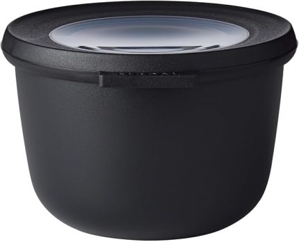 - Multi Bowl Cirqula Round - Kapaklı Saklama Kabı - Buzdolabı için Hava Geçirmez Saklama Kutusu Olarak Uygundur, Mikrodalga Fırın ve Saklama Kabı Olarak - 500 ml - Nordic Black