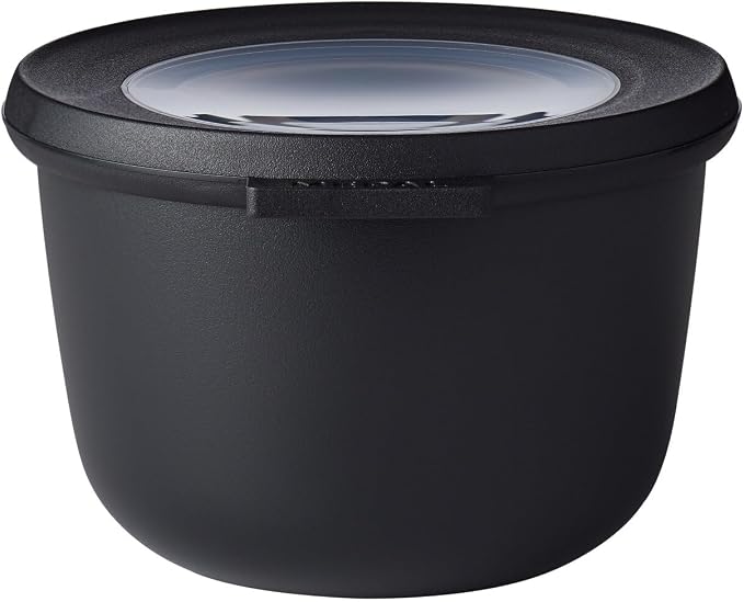 - Multi Bowl Cirqula Round - Kapaklı Saklama Kabı - Buzdolabı için Hava Geçirmez Saklama Kutusu Olarak Uygundur, Mikrodalga Fırın ve Saklama Kabı Olarak - 500 ml - Nordic Black