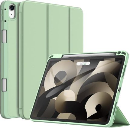 İpad Air 11inç 2024 Air 4-5-6.Nesil 10.9 ile Uyumlu Kılıf Pen Charge Kalem Bölmeli ORJ Kapak Case, Açık Yeşil