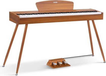 DDP-80 E-Piyano 88 Tuşlu Ağırlıklı Piyano, Çekiç Mekanizması II, Ev Dijital Piyanosu Standlı Tam Boy Klavye, Üçlü Pedal, USB-MIDI ve Kulaklık Bağlantısı
