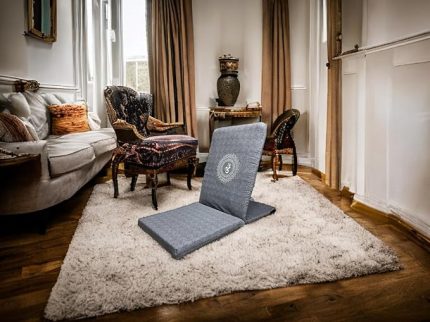 Sandalyesi, Backjack, Sırt Destekli Yer Minderi, Ohm Baskılı Meditasyon Sandalyesi (Antrasit)
