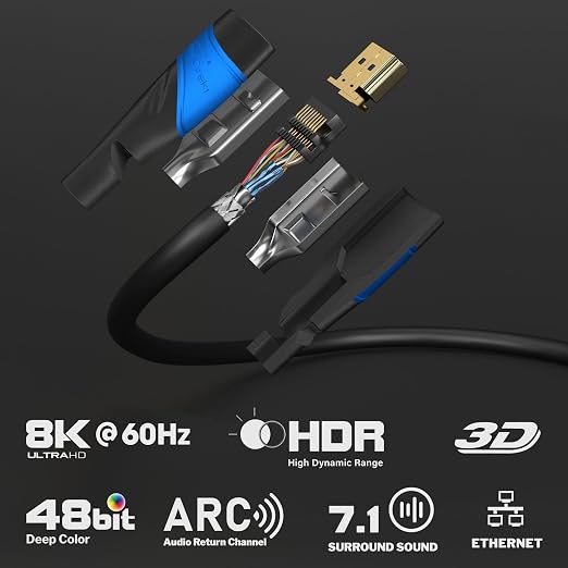 – HDMI Kablosu 8K & 4K – 2m – Alman Flexcore teknolojisi - Görsel 2