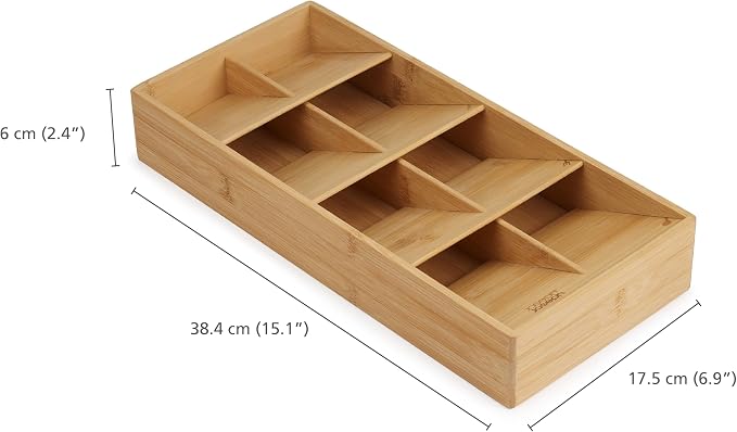 Joseph Drawer Store - Büyük kompakt çatal bıçak çekmecesi düzenleyici, 8 bölmeli, 48 parça, bambu - Görsel 3