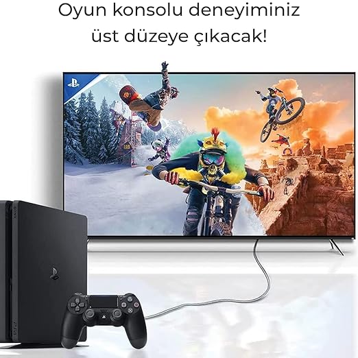 PHD03 8K@60Hz Ultra Yüksek Hızlı Hdmı & Ethernet Kablosu, 48Gbps Veri Aktarım Hızı, Hdmı 2.1, Hdr, eARC, 3D Ready Teknolojisi, Bilgisayar Monitörü, Uhd TV, PS5, PS4 Uyumlu 3 Metre Kablo - Görsel 5