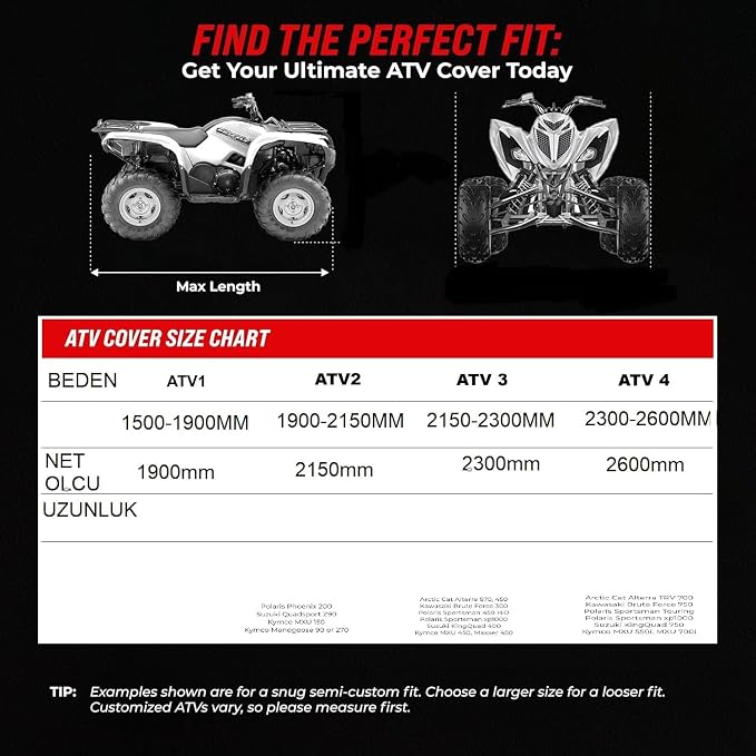 Su Geçirmez İç ve Dış Mekan ATV Brandası, Quad Cover için Örtü, Kar ve Toz Geçirmez - Görsel 4